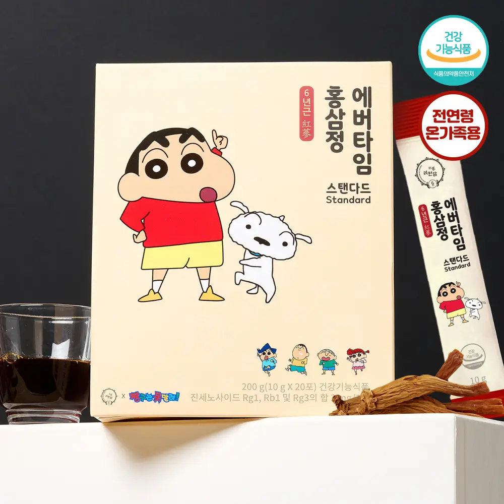 [쇼핑백&짱구손거울&감사카드 증정]려원담 짱구는못말려 6년근 홍삼정 에버타임 스탠다드 20포+배도라지 스틱 20포 상세페이지 2